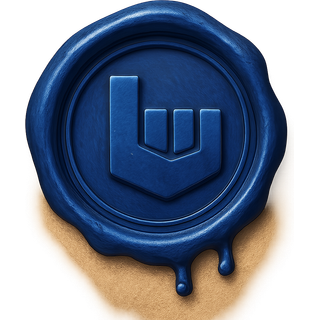 Blue wax seal bearing a Base crest